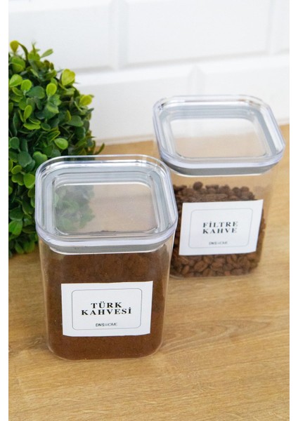 Turuncu 2'li Akrilik Saklama Kabı, 900 Ml, Filtre ve Türk Kahvesi Etiketi modelleri