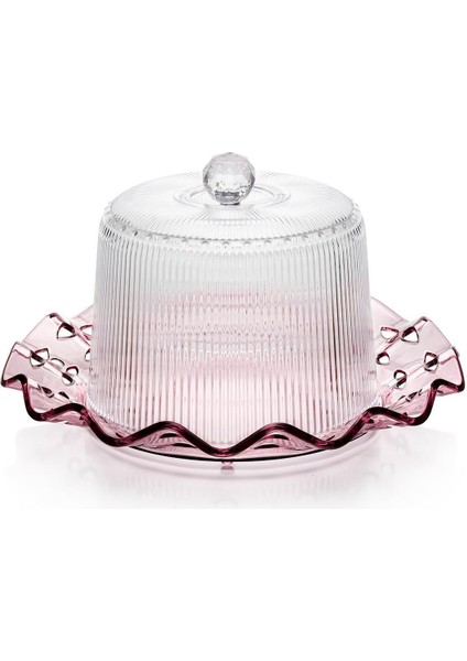 Akrilik Barok Mürdüm Renk Kek Fanus ve Saklama Kabı, Şık Sunum Organizeri, 26 cm modelleri