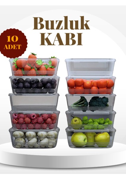 10'lu 1 Litre Çok Renkli Buzluk ve Dondurucu Kabı Seti