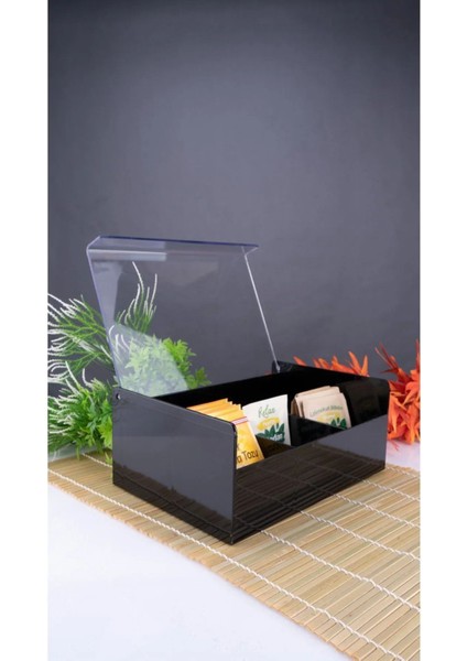 6 Bölmeli Siyah Çay Saklama Kutusu, Şık ve Kullanışlı Organizer modelleri