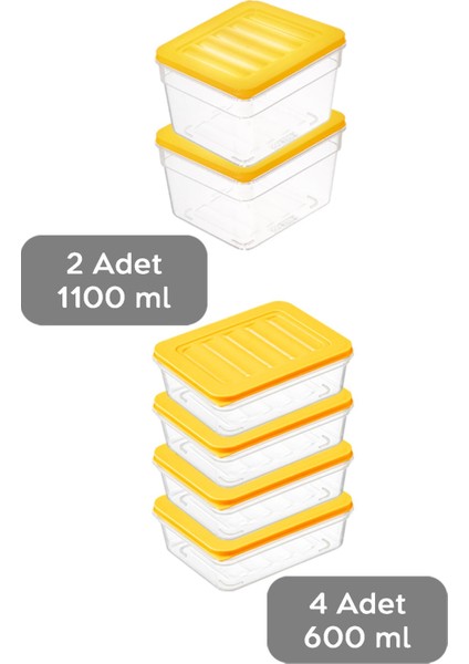6'lı Mikrodalga Uyumlu Gıda Saklama Kabı Seti, Derin ve Sığ S Sarı fiyatları