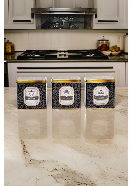 Dikdörtgen Saklama Kabı Seti 8X12X12 Cm, 3'lü, Siyah