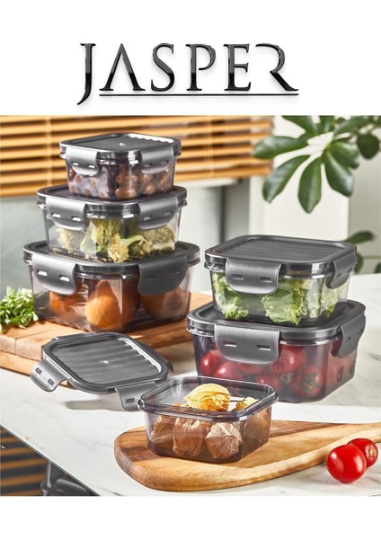 6'lı Saklama Kabı Seti 1400ML, 800ML ve 400ML, Gri, Pratik ve Dayanıklı