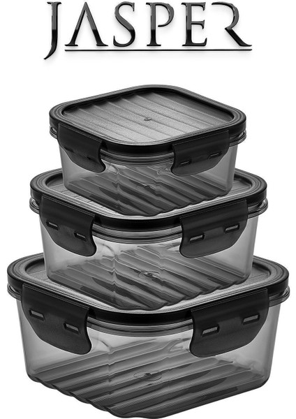 6'lı Saklama Kabı Seti 1400ML, 800ML ve 400ML, Gri, Pratik ve Dayanıklı modelleri