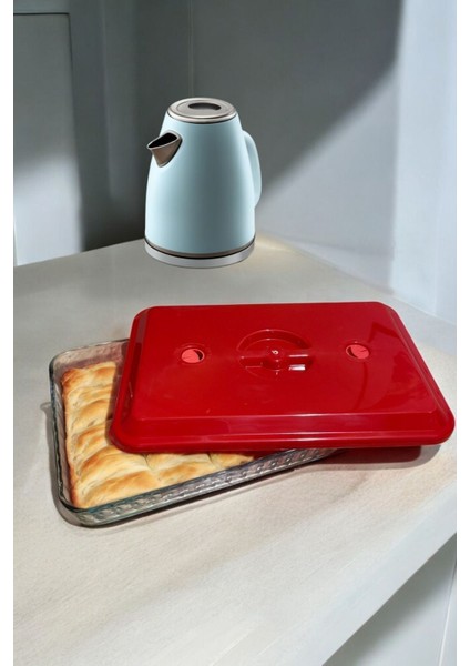 Kırmızı Plastik Buharlı Kanallı Dikdörtgen Borcam Kapağı