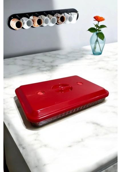 Kırmızı Plastik Buharlı Kanallı Dikdörtgen Borcam Kapağı fiyatları