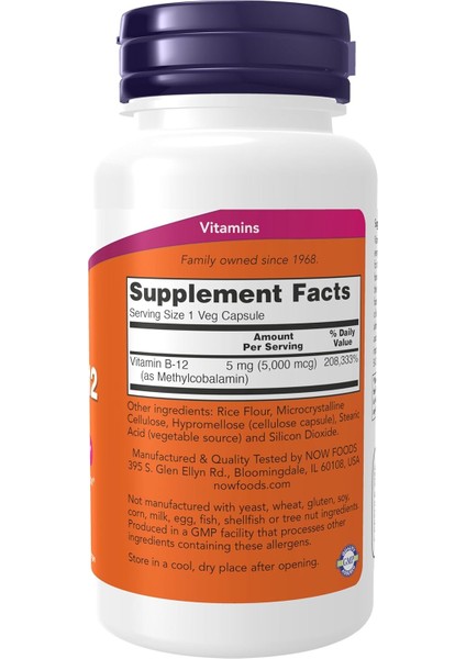 Methyl B-12 Vitamin Nervous System Health 5000MCG Methylcobalamin Hypoallergenic 90 Veg fiyatları