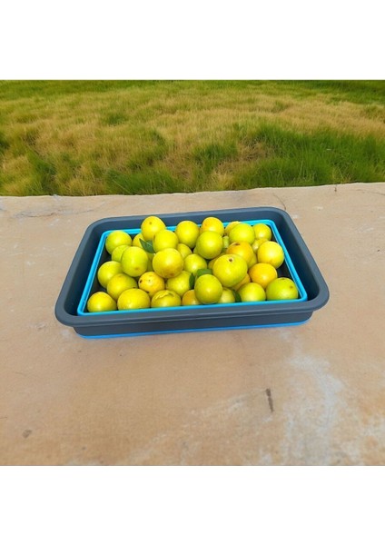 Katlanabilir 4l Badya Leğeni, Antrasit/mavi, Akordiyon Tasarım