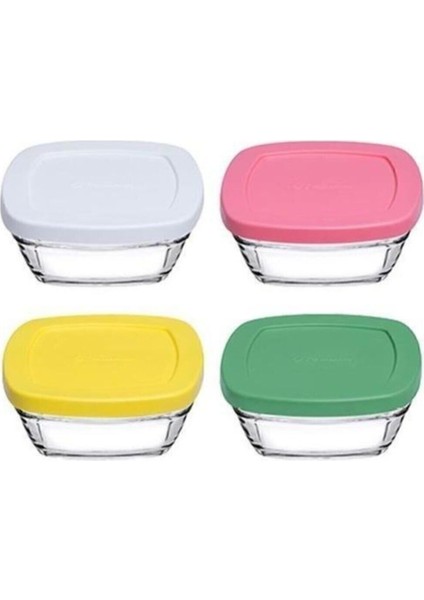 Beyaz 4'lü Cam Saklama Kabı, Silikon Kapaklı, 11 Cm, Pratik ve Şık Tasarım fiyatları