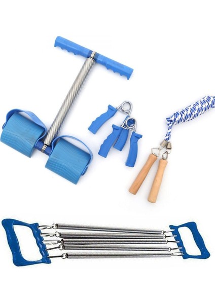 4'lü Kas Güçlendirme Seti: Body Trimmer, Göğüs, Mekik, Atlama Ipi ve Pilates Aleti