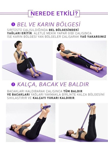 Kırmızı 4'lü Direnç Lastiği ile Çok Yönlü Egzersiz ve Forma Ulaşım modelleri