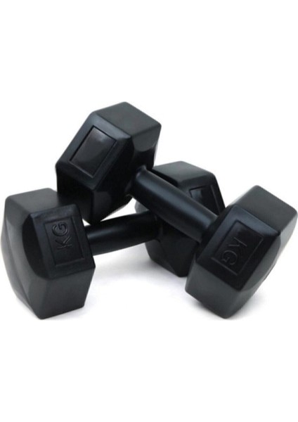 Siyah 5 kg Dambıl Seti, Toplam 10 Kg, 2 Parça, Güç ve Dayanıklılık Için