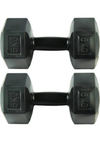 Siyah 5 kg Dambıl Seti, Toplam 10 Kg, 2 Parça, Güç ve Dayanıklılık Için fiyatları