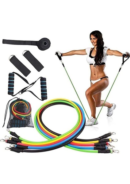 11 Parça Siyah Direnç Lastiği Seti, Egzersiz ve Dayanıklılık Için Ideal Seçenek