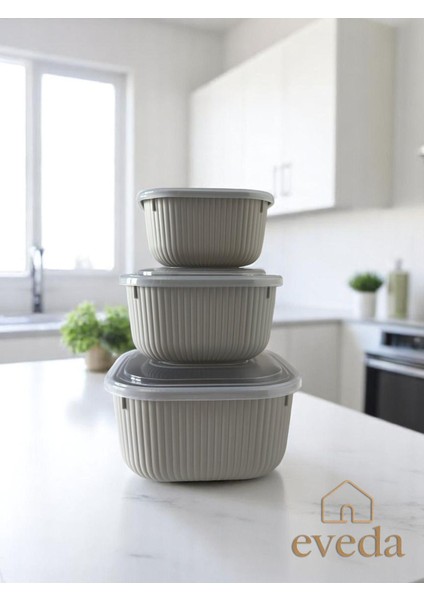 Bej Renkli Kare Üçlü Set, Şık ve Kullanışlı Eşya Takımı modelleri