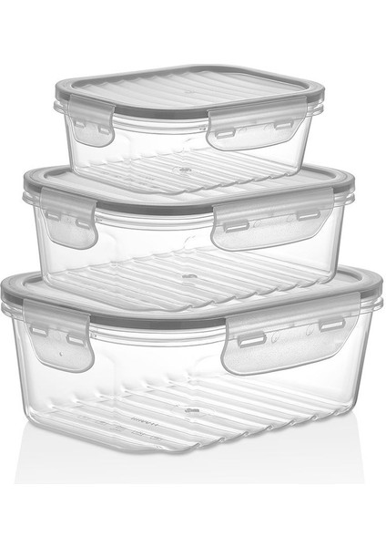 3'lü Beyaz Sızdırmaz Vakum Saklama Kabı Seti