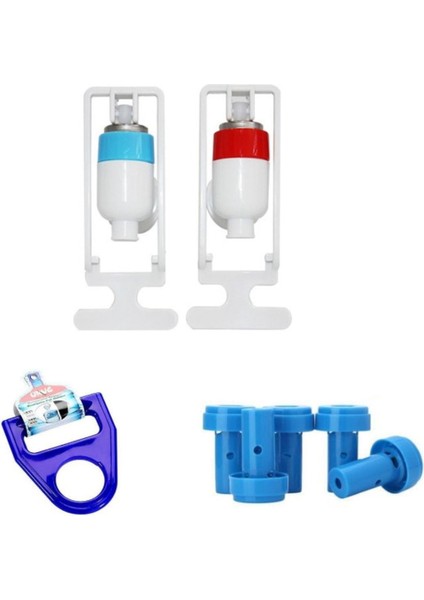 Çok Renkli Su Sebili Yenileme Seti, Kırmızı ve Mavi Çeşmeler, Yaylı Kapak, Damla Taşıyıcı