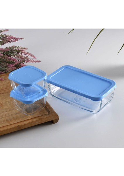 3'lü Mavi Saklama Kabı Seti, Pratik ve Şık Mutfak Gereçleri