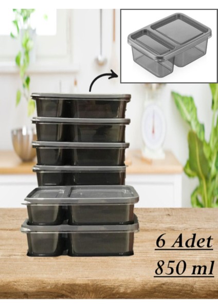 Gri 6'lı 2 Bölmeli Saklama Kabı, Beslenme ve Kahvaltı Düzenleyici Seti fiyatları