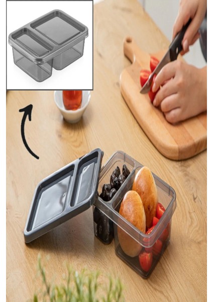 Gri 6'lı 2 Bölmeli Saklama Kabı, Beslenme ve Kahvaltı Düzenleyici Seti modelleri