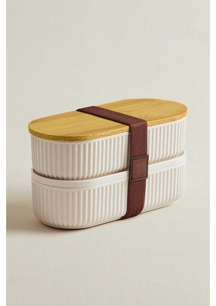 4'lü Vakumlu Bambu Kapaklı Saklama Kabı, 500ML, Çizgili, Günlük Kullanım fiyatları
