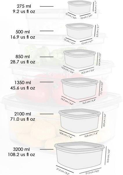 6'lı Kare Sızdırmaz Saklama Kabı Seti, Mikrodalga ve Bulaşık Makinesi Uyumlu fırsatları