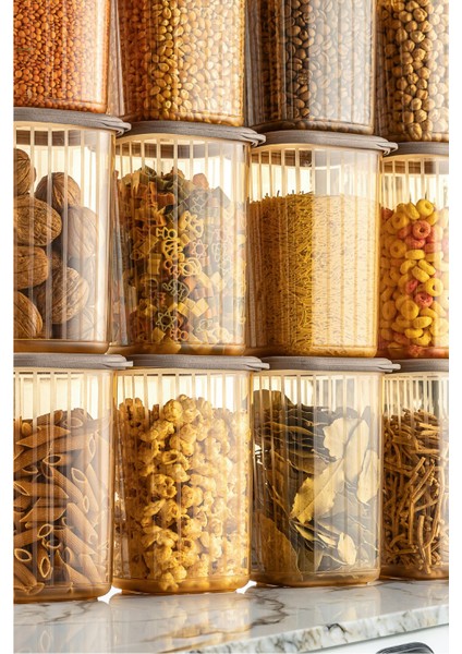 6'lı 1,2 Litre Çizgili Desenli Saklama Kabı Seti, Gold Beyaz Serigrafi fırsatları