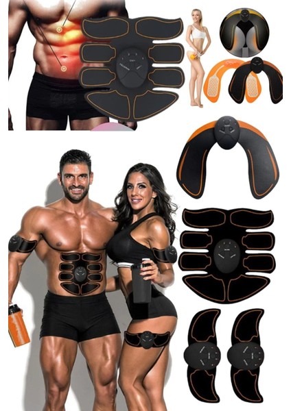 4'lü Titreşimli Kas Güçlendirme Seti, Masaj ve Egzersiz Aleti, Siyah Renk