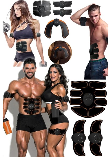 4'lü Titreşimli Kas Güçlendirme Seti, Masaj ve Egzersiz Aleti, Siyah Renk