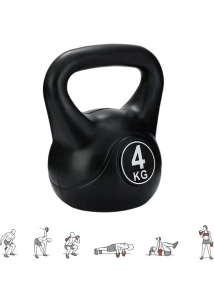 4 kg Siyah Kettlebell Dambıl Ağırlık Çaydanlık Tipi