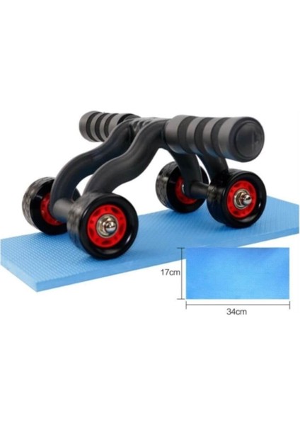 Siyah 4 Tekerlekli Ab Wheel Güç Tekerleği, Dayanıklı ve Pratik Spor Ekipmanı