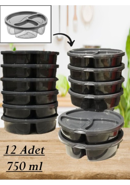 12'li Oval Bölmeli Saklama Kabı Seti, Buzdolabı ve Kahvaltı Için Çok Amaçlı Kaplar