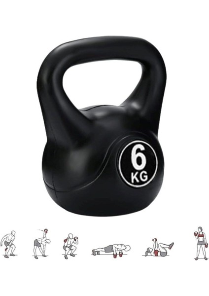 6 kg Siyah Kettlebell Çaydanlık Tasarımlı Ağırlık Dambıl
