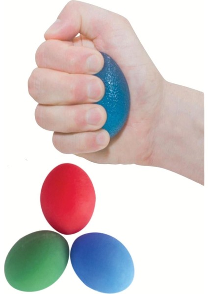 Renkli 3'lü Silikon El Egzersiz ve Fizik Tedavi Topu Seti