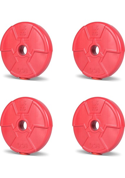 Kırmızı 1.5 kg Spor Serisi Plaka, 4'lü Set