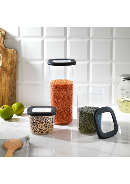 Gri 3'lü Saklama Kabı Seti, Pratik ve Şık Mutfak Çözümü