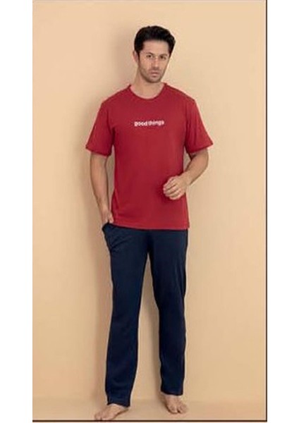 Erkek Bisiklet Yaka Kısa Kol Penye Pijama Takımı 6318 - 1 Adet modelleri