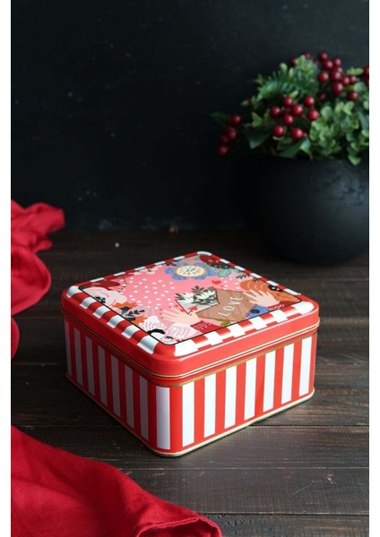 Yeşil Love Desenli 2'li Metal Saklama Kabı Seti, 1,9 Lt + 1,1 Lt fiyatları