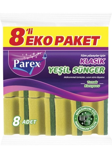 Yeşil Düz Sünger 8'li, Çok Renkli, Temizlik Için Mükemmel Seçenek fiyatları