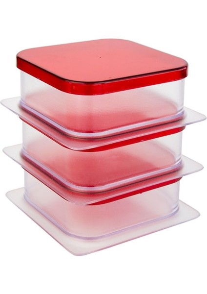 Kırmızı 3'lü Kapaklı Kahvaltı Seti, Şık ve Pratik Sunum