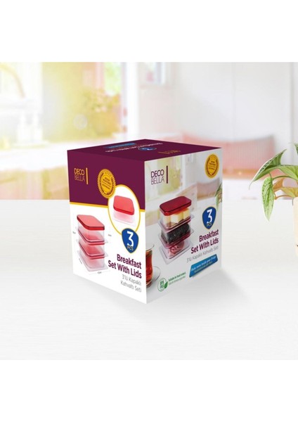 Kırmızı 3'lü Kapaklı Kahvaltı Seti, Şık ve Pratik Sunum fırsatları