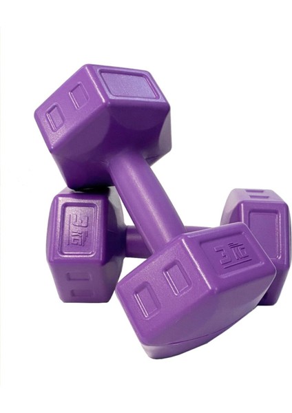 Mor Spor Dambıl Seti, 3 kg x 2 Adet, Toplam 6 kg Ağırlık ile Güç Kazan!