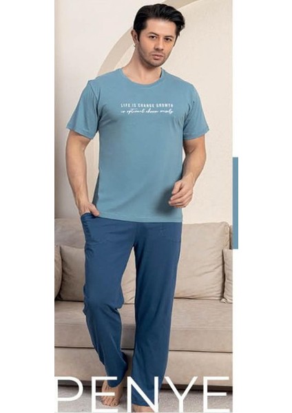 Erkek Bisiklet Yaka Kısa Kol Penye Pijama Takımı 5832 - 1 Adet modelleri