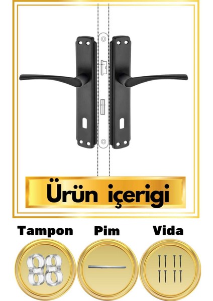 Şık Siyah Kapı Kolu ve Koruma Tamponu 2'li Set