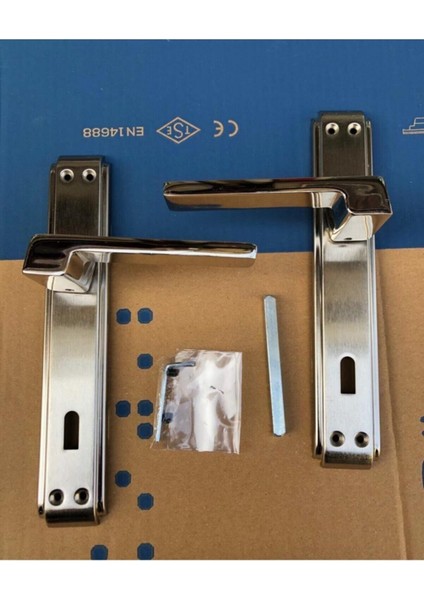 Şık Nikel Saten Aynalı Oda Kapı Kolu Takım 1 Kapılı fırsatları