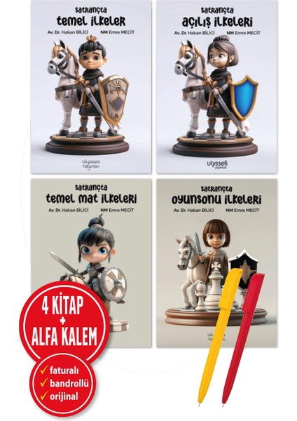 Alfa Kalem+ Hakan Bilici & Emre Mecit 4 Kitap (Satrançta Açılış Ilkeleri+Mat+Oyunsonu+Temel)