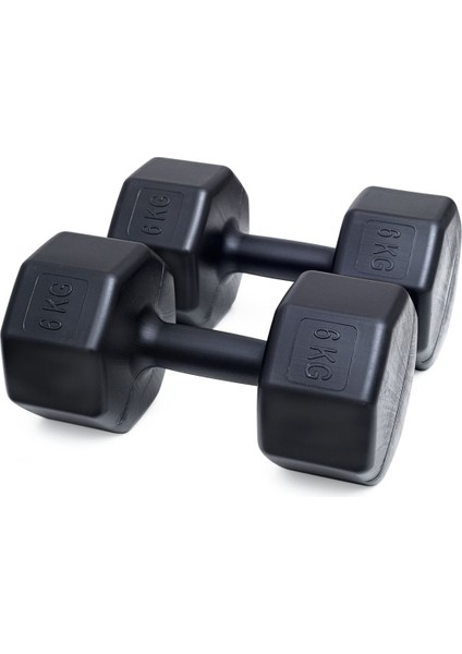 6 kg Dambıl Seti ve Body Eldiveni, Siyah Renk, Çiftli Spor Ekipmanı