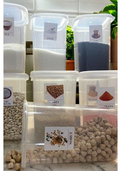 6'lı Şeffaf Saklama Kabı Seti, Gıda ve Bakliyat Için, 1,2 Lt, Etiketli, Çeyiz Uyumlu fırsatları