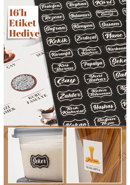 6'lı Şeffaf Saklama Kabı Seti, Gıda ve Bakliyat Için, 1,2 Lt, Etiketli, Çeyiz Uyumlu indirimleri