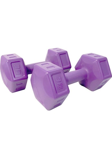 Mor Dambıl Seti, 3 kg x 2, Toplam 6 Kg, Sağlıklı ve Güçlü Kas Gelişimi Için